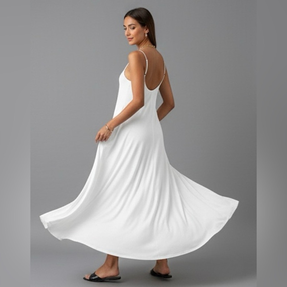 Cami Maxi Flared Tee Dress White - Picture 4 of 5